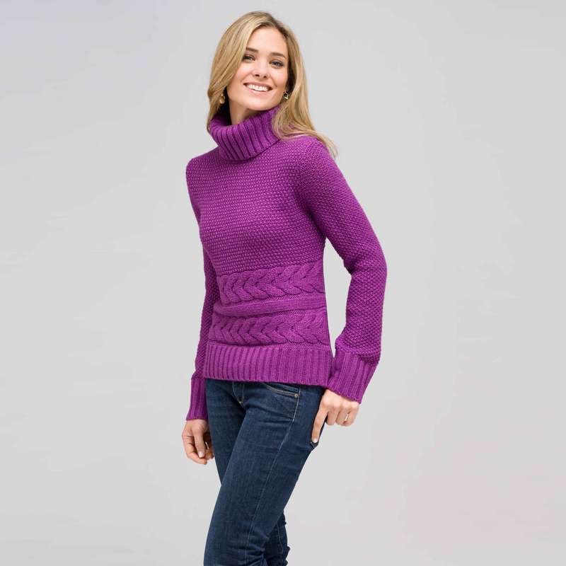 Wool Blend Turtle Neck Sweater, Meadow Violet, large image number 0