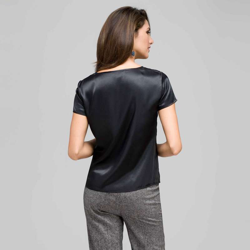 Organza Burnout Blouse, Black, large image number 1