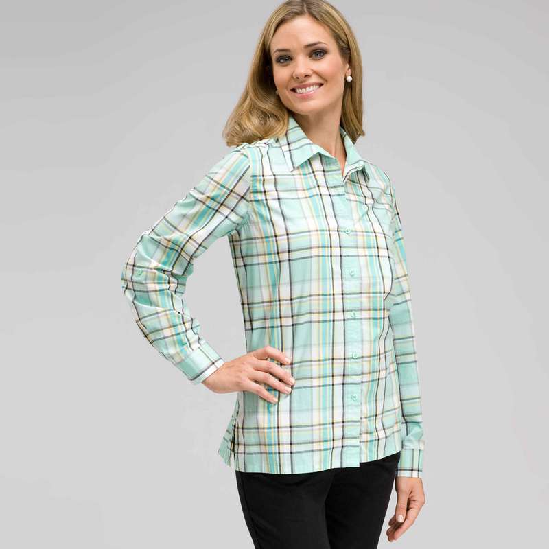 Long Sleeve Plaid Button Down, Multi, large image number 0